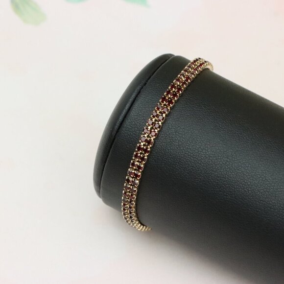 Rose Gold Bracelet with Red Stones, XPBL0683 - Picture 9 of 12